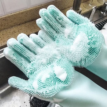 Guantes Lavaplatos con Cepillo Integrado