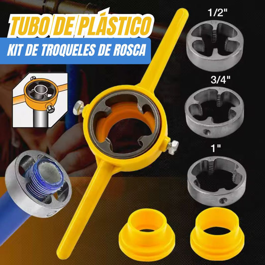 Juego de enroscador para tubos + 6 adaptadores de medida