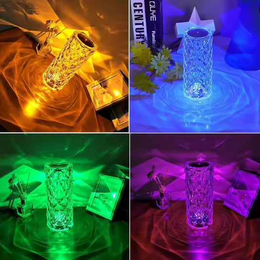 Lámpara LED de Cristal en Forma de Rosa 🌹 – Elegancia e Iluminación al Tacto